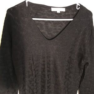 Ann Taylor Loft Black Leopard Print Sweater